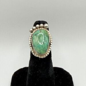 925 Sterling Silver Bear Paw Turquoise Ring Size 5.6 Native Style Southwestern